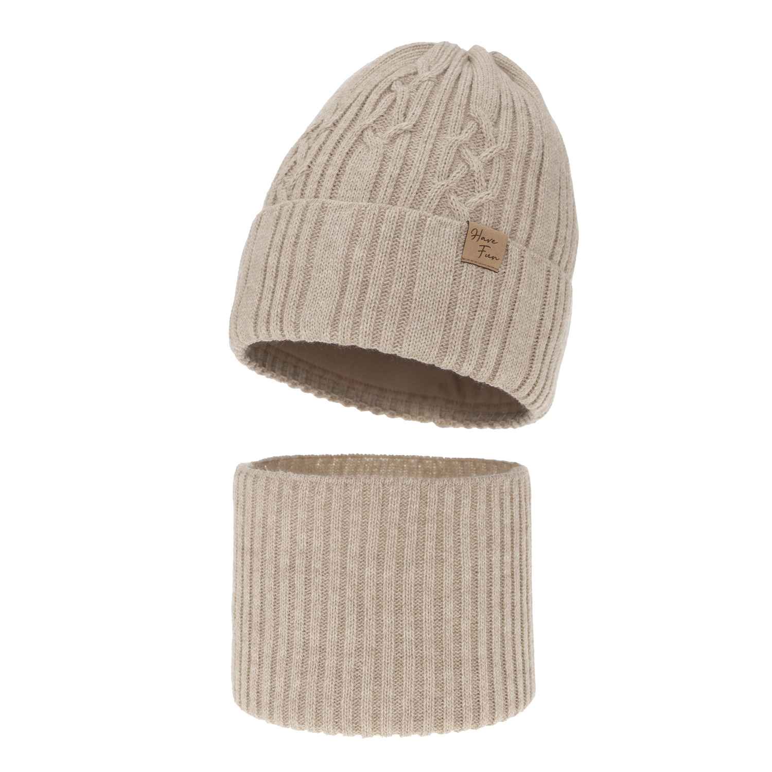 Flicka vinter set: mössa och tubhalsduk, beige, Rema