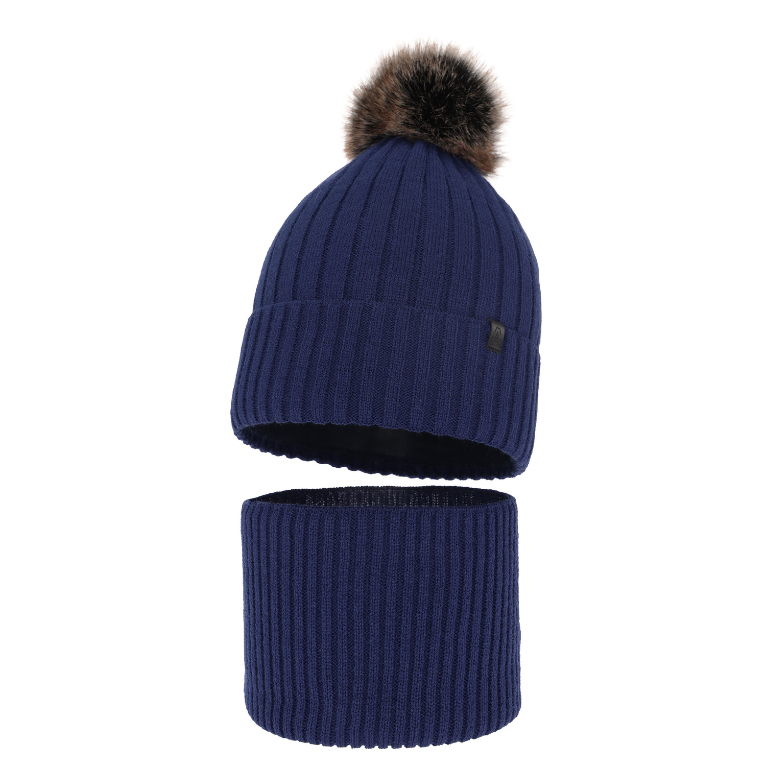 Pojke vinter set: mössa och halsduk, granat, med pompom, Relax