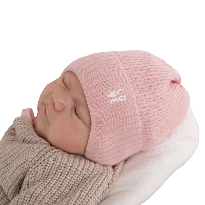Flicka höst/vår mössa, rosa, med knytband, Camilla