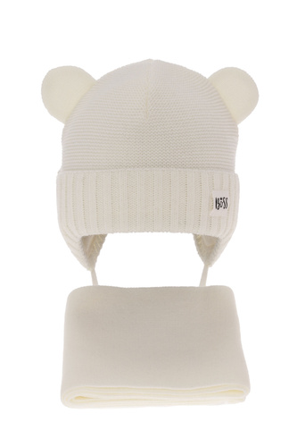 Pojke vinter set: mössa och halsduk, kremowy, Luciano