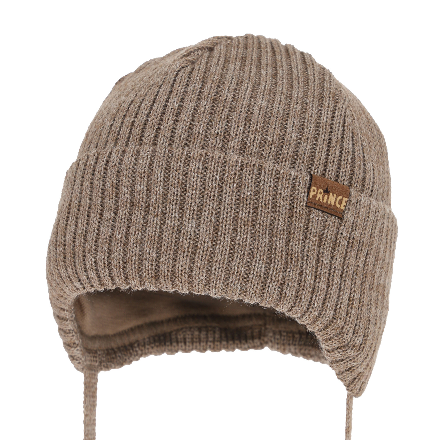 Pojke vintermössa, med knytband, med merinull, brun, Puser