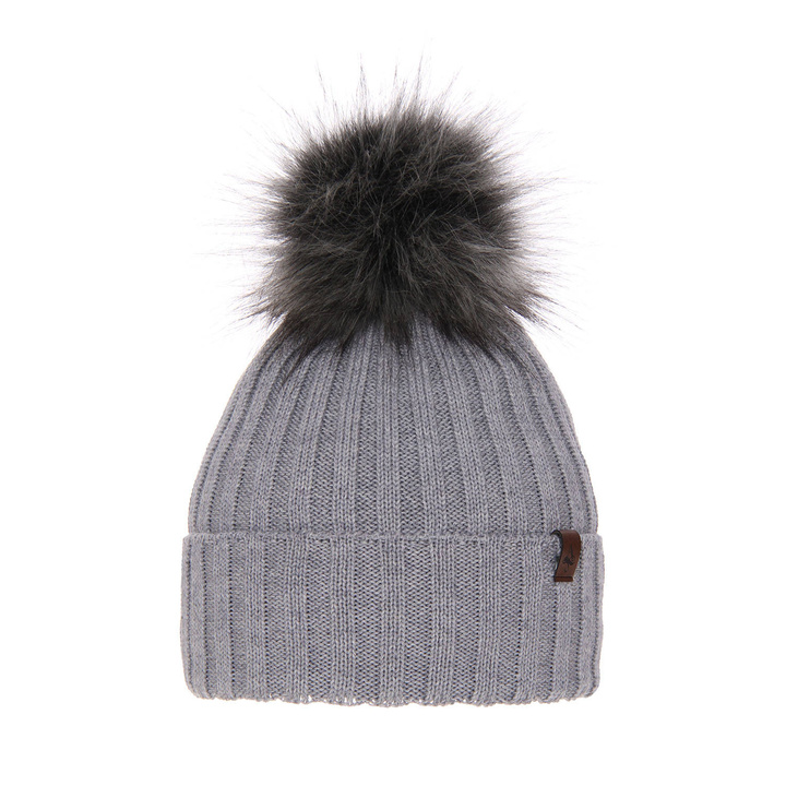 Dam vintermössa, grå, med merinull, Texa