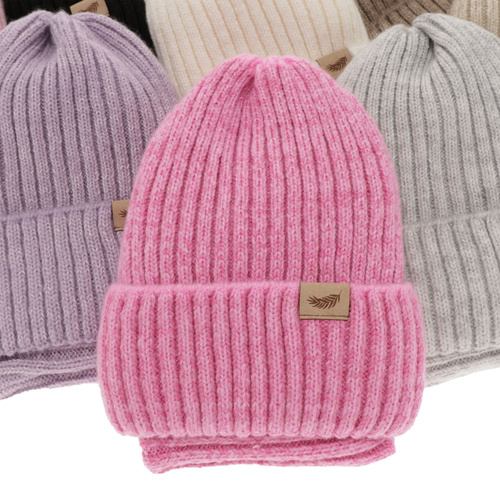 Flicka vinter set: mössa och halsduk, lila, med merinull, Karmina