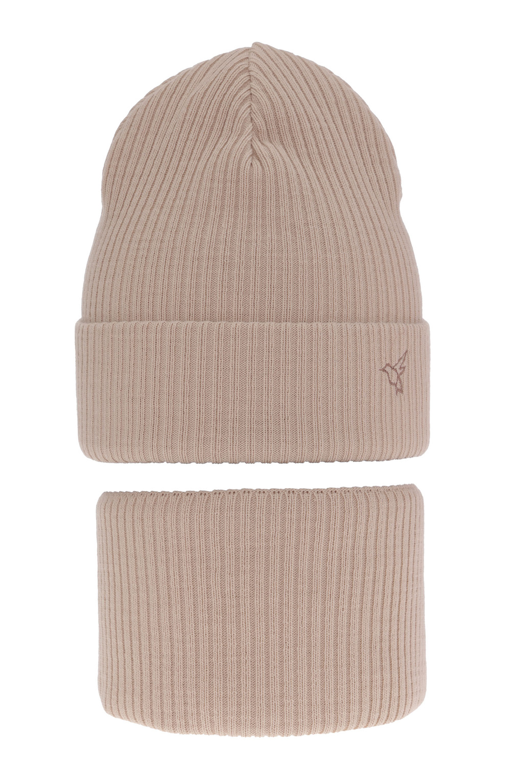 Flicka vinter set: mössa och tubhalsduk, beige, Rosetta