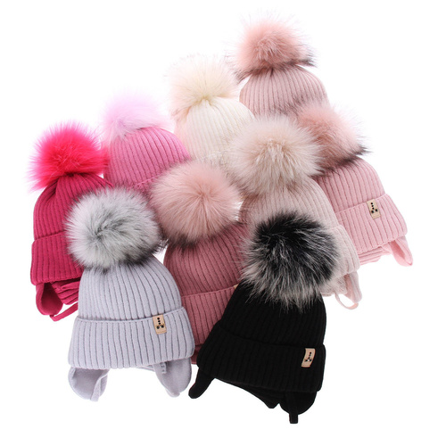 Flicka vinter set: mössa och tubhalsduk, svart, med pompom, Preria