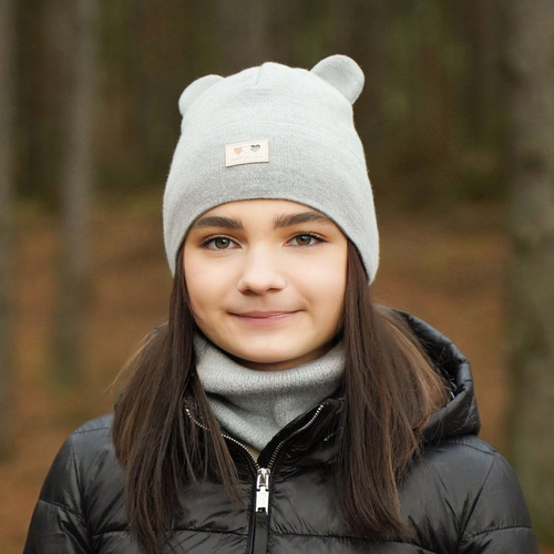 Flicka vinter set: mössa och tubhalsduk, grå, Xantia