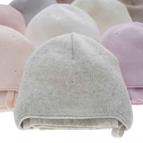 Flicka vinter set: mössa och halsduk, rosa, med knytband, Moli