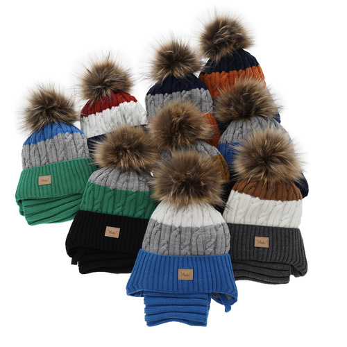 Pojke vinter set: mössa och tubhalsduk, grön, med pompom, Maxwell