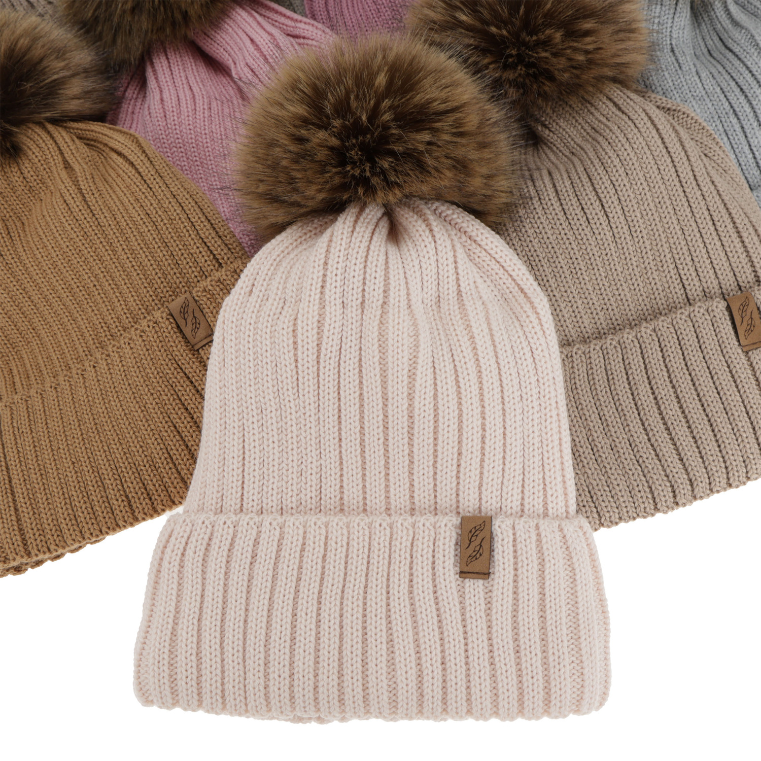 Dam vintermössa, beige, med merinull, Zamira