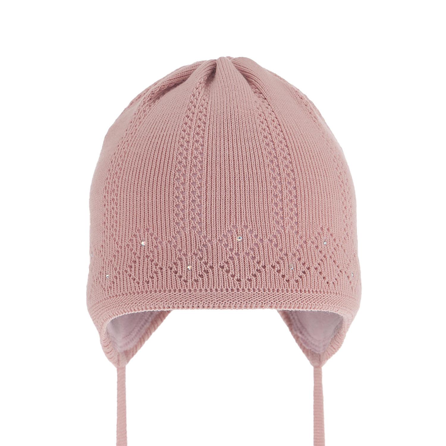 Flicka höst/vår mössa, rosa, med knytband, Antila