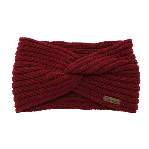 Dam vinter pannband, bordeaux, 100% Merino Ull, Veka