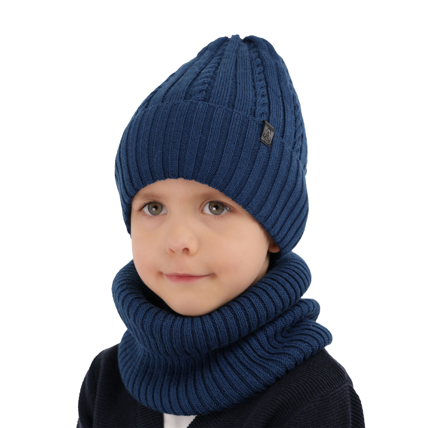 Pojke vinter set: mössa och tubhalsduk, grå, med merinull, fodrad med fleece, Kairo