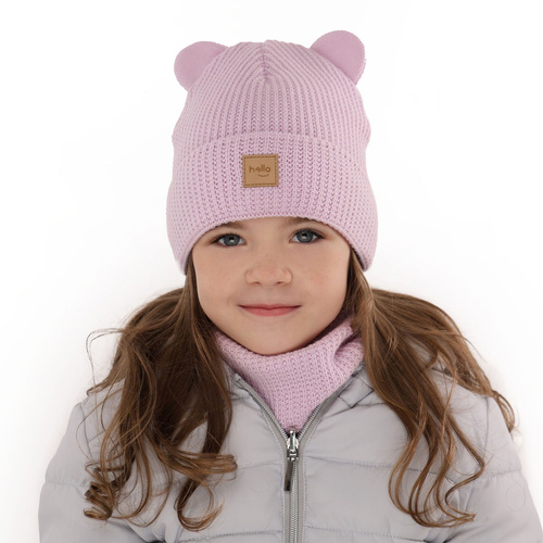 Flicka vinter set: mössa och tubhalsduk, rosa, Harper