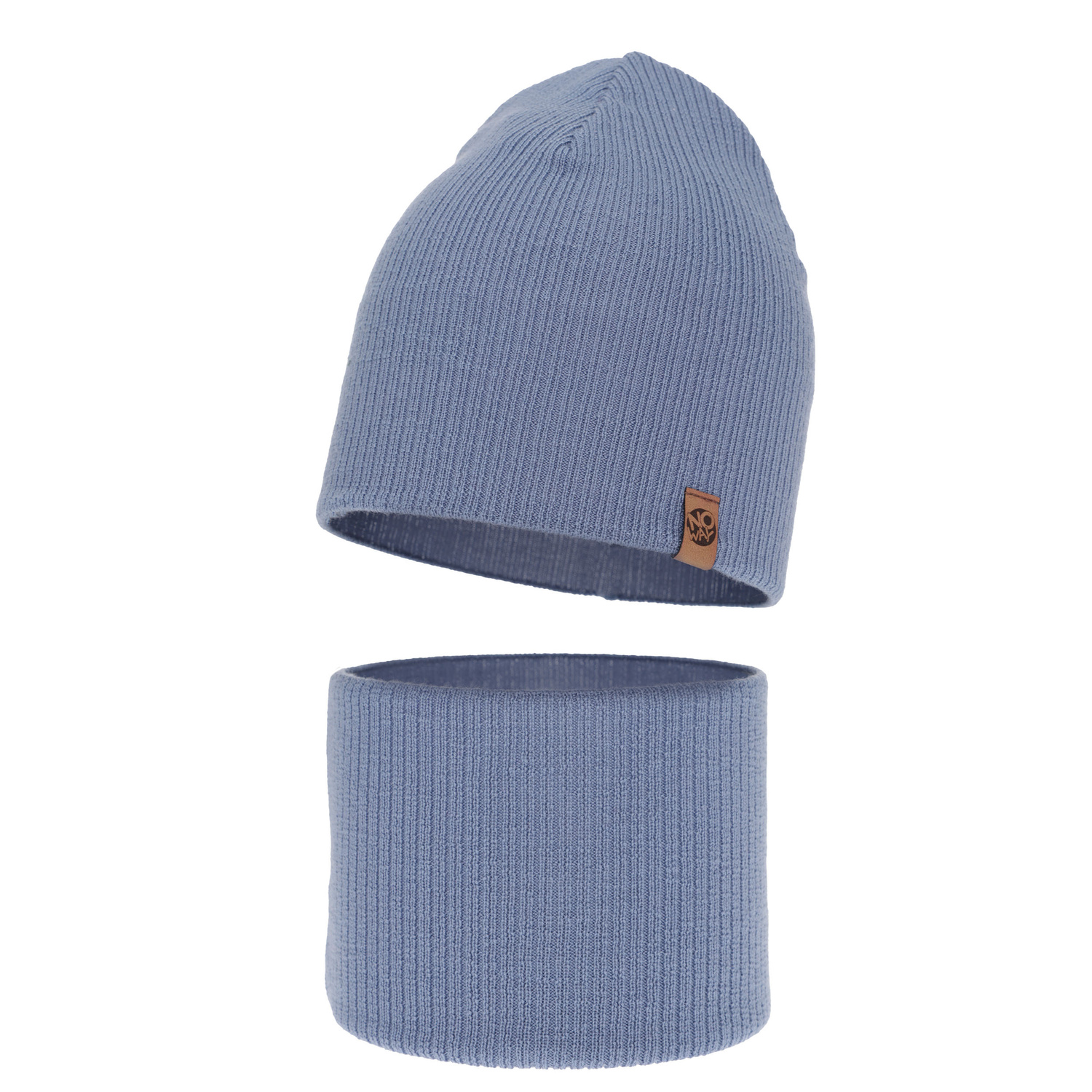 Pojke höst/vår set: mössa och tubhalsduk, 100% Merino Ull, ljusblå, Richi