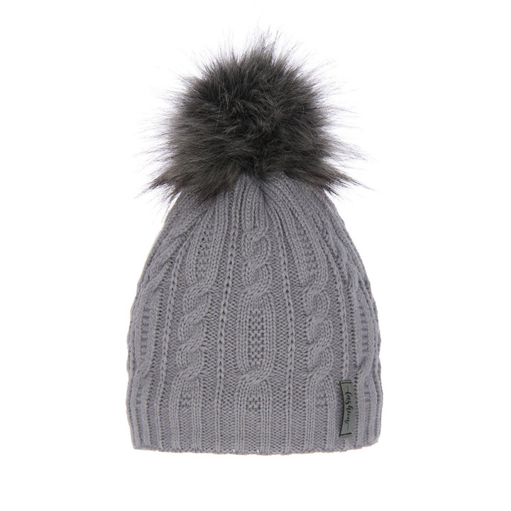 Dam vintermössa, grå, med pompom, Mirka