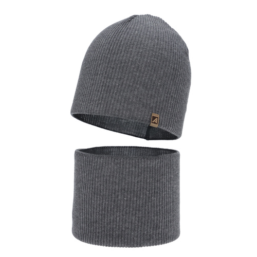 Pojke höst/vår set: mössa och tubhalsduk, grå, med bomull, Lucer