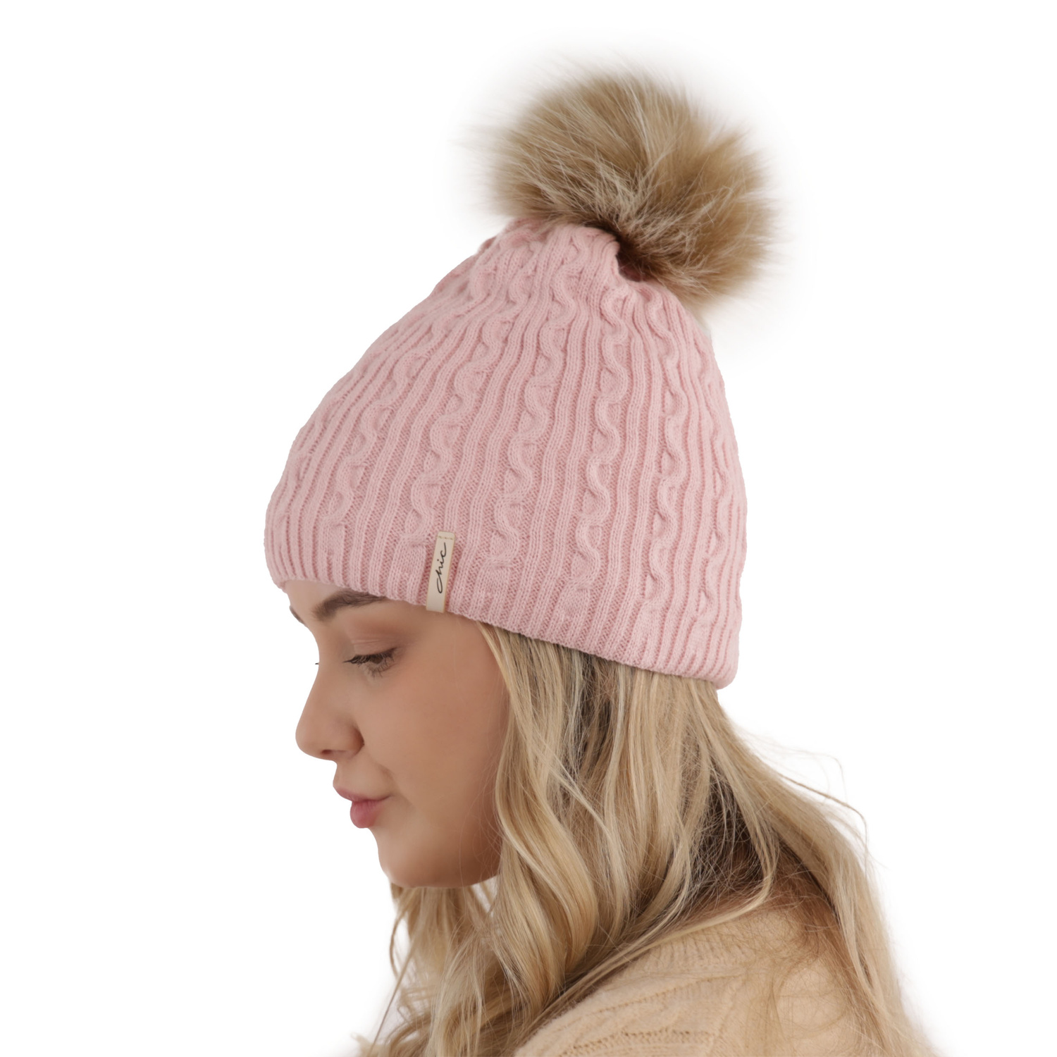 Dam vintermössa, grön, med pompom, Xena