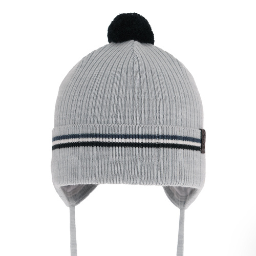 Pojke höst/vår mössa, blå, med knytband, med pompom, Vesper