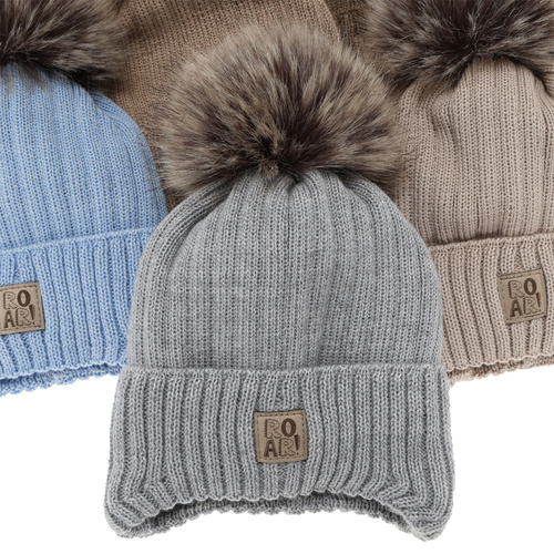 Pojke vintermössa, med knytband, med merinull, beige, Nabil