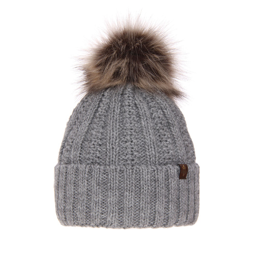 Dam vintermössa, grå, med pompom, Rene