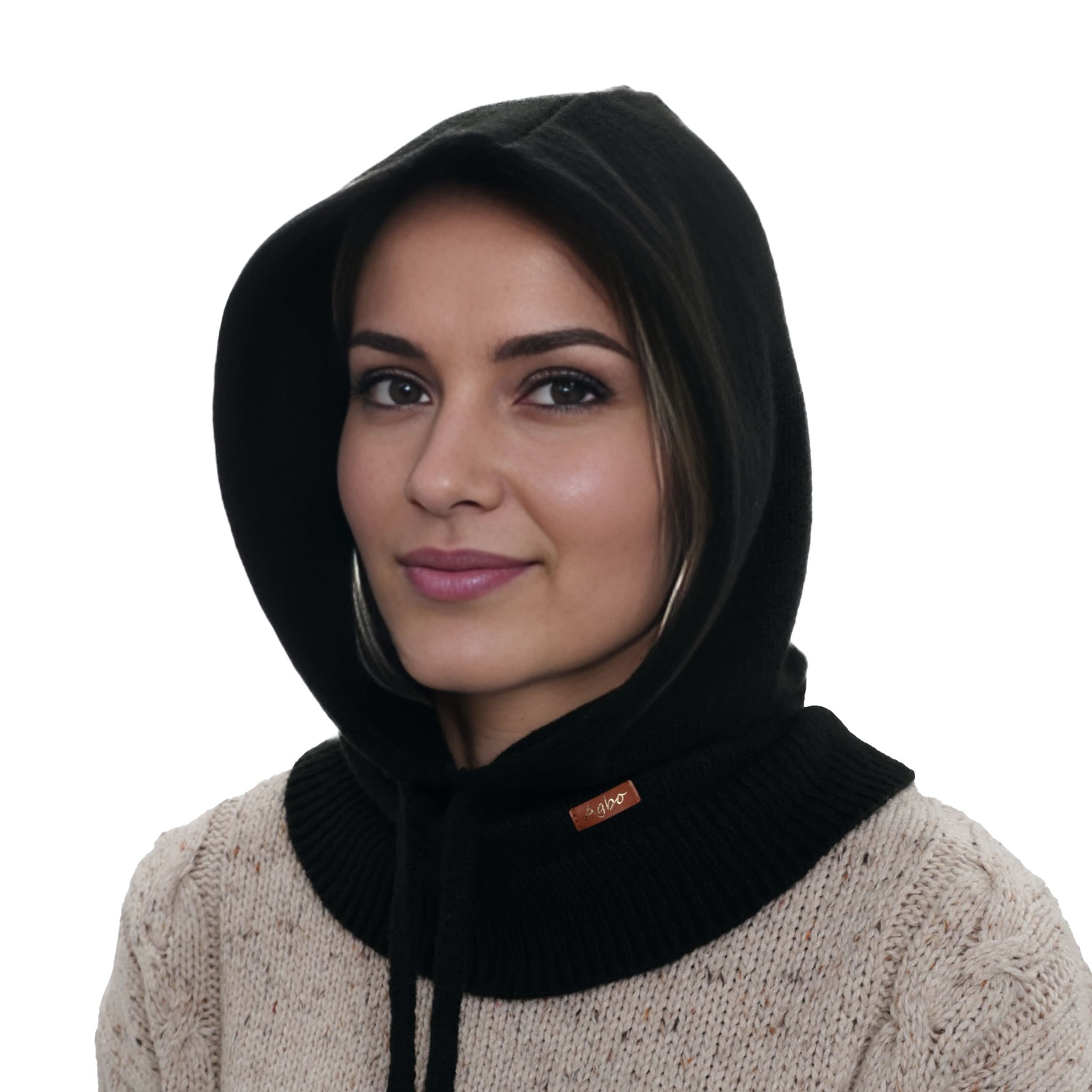 Dam vinter balaclava, svart, med merinull, Elizabeth