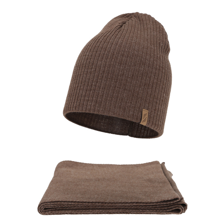 Dam vinter set: mössa och halsduk, brun, Fena