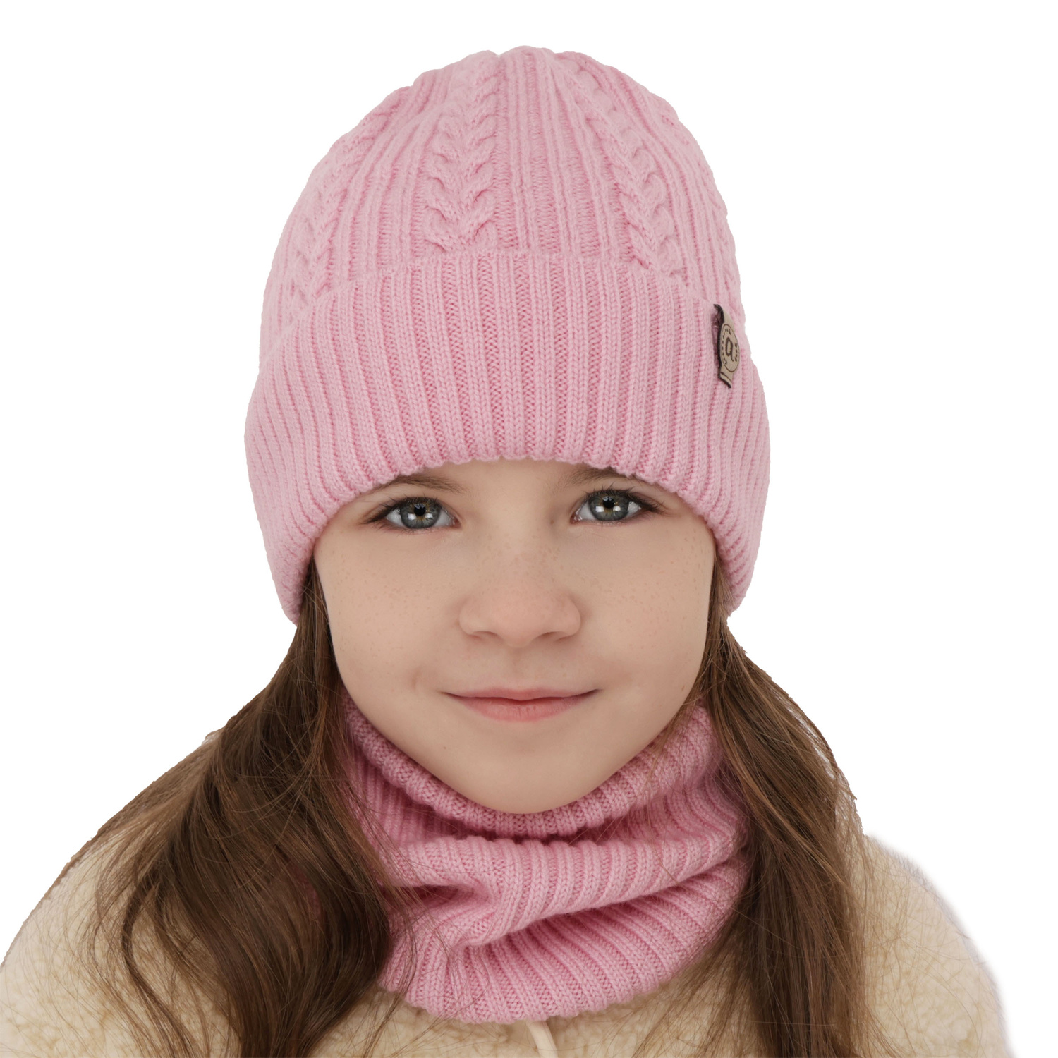 Flicka vinter set: mössa och tubhalsduk, grå, 100% Merino Ull, Jenny