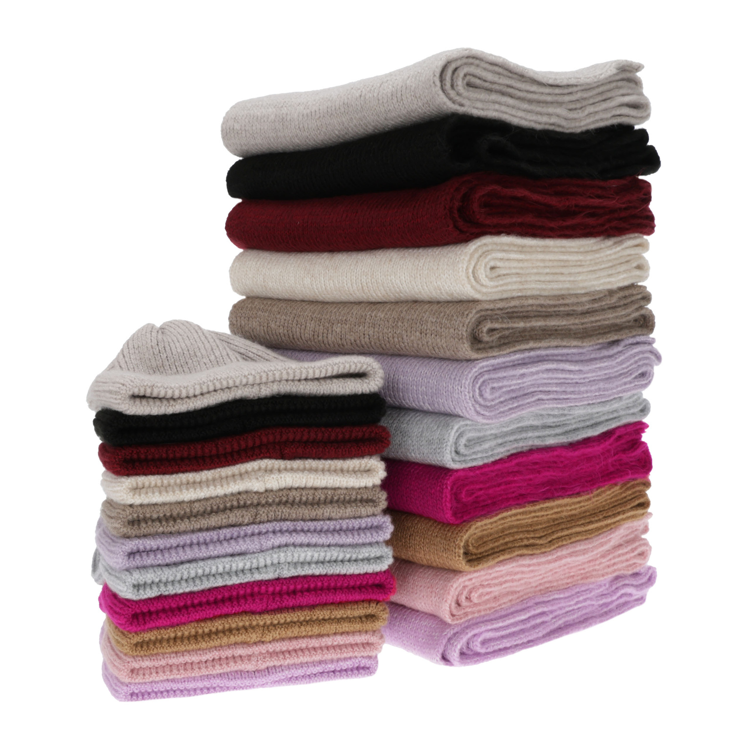 Dam vinter set: mössa och halsduk, beige, med merinull, Seala