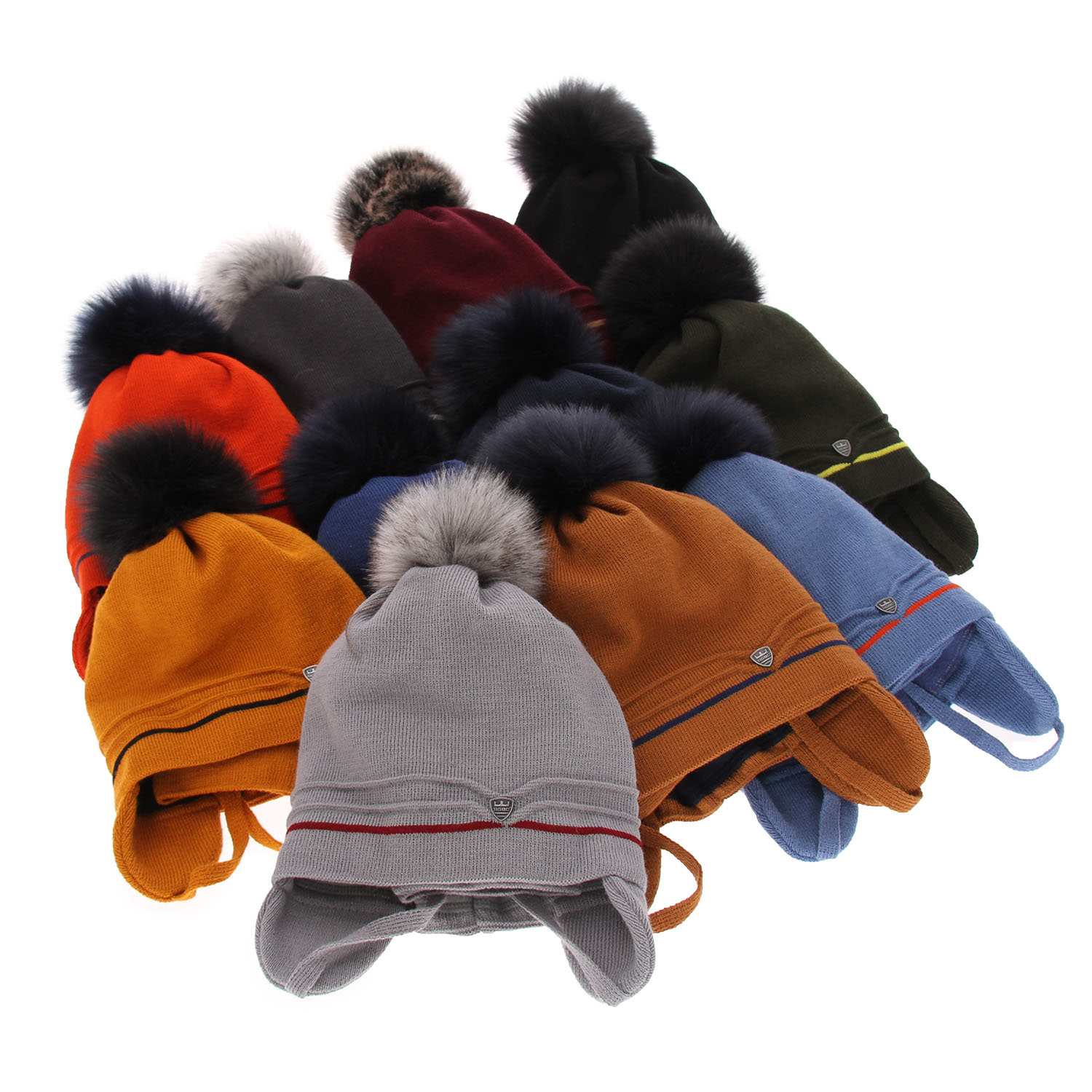 Pojke vinter set: mössa och halsduk, granat, med pompom, Burgund