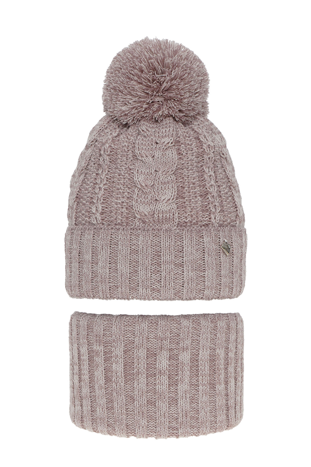 Flicka vinter set: mössa och tubhalsduk, rosa, med pompom, Maroko