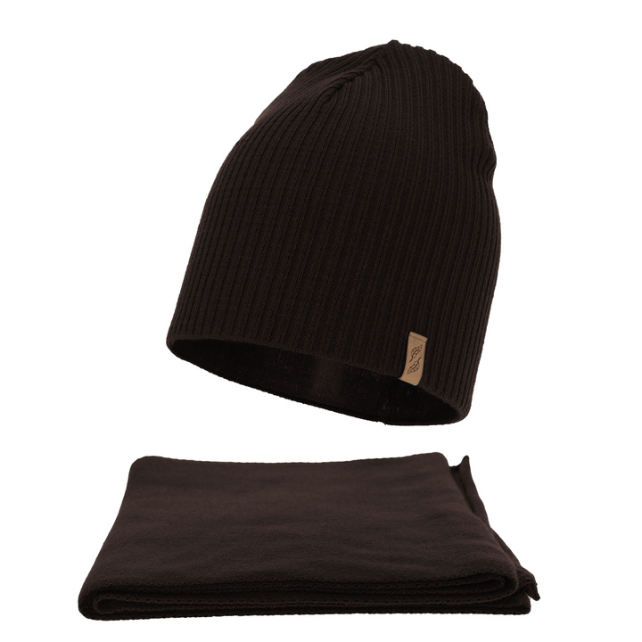Dam vinter set: mössa och halsduk, mörkbrun, Fena