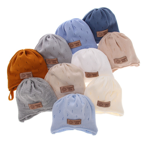 Pojke höst/vår mössa, beige, med knytband, Bobi