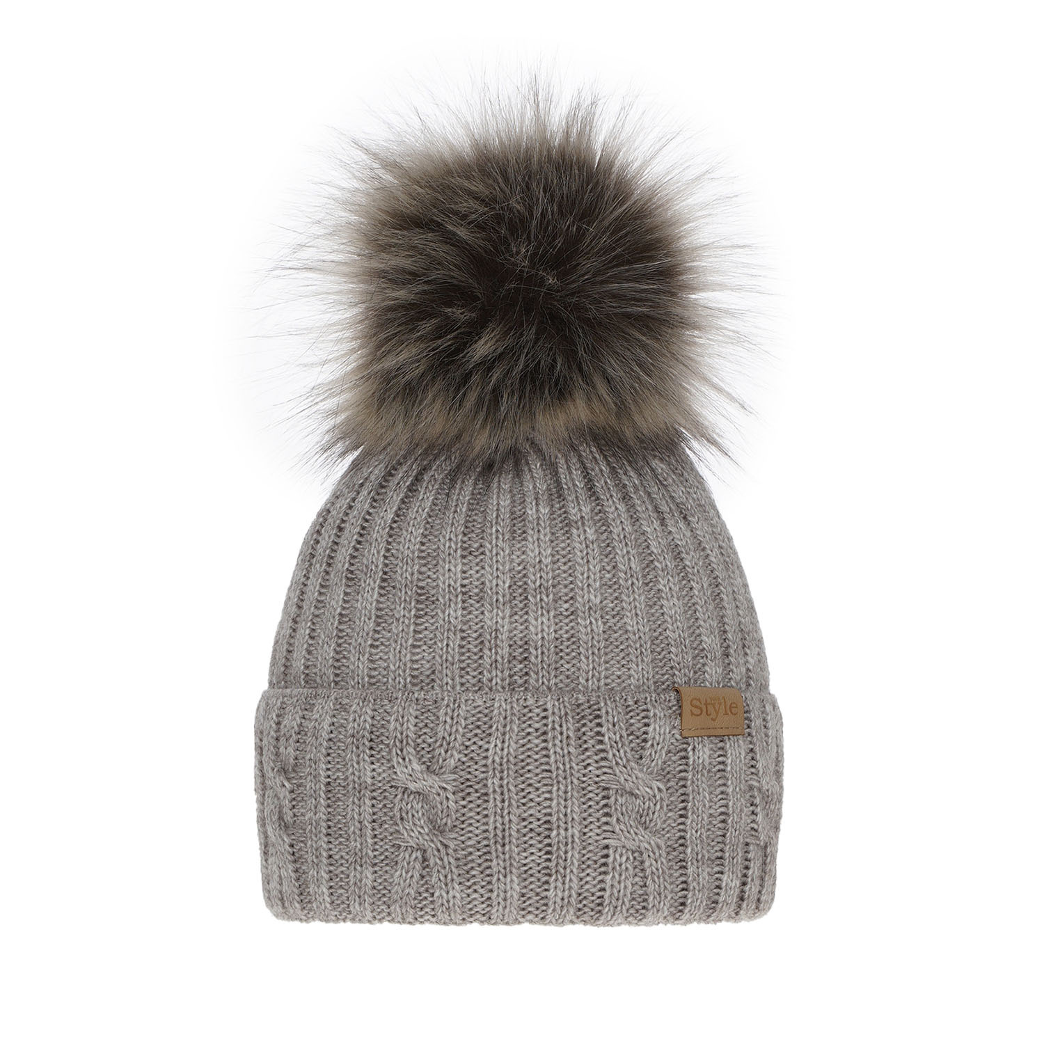 Dam vintermössa, beige, med pompom, Lawina
