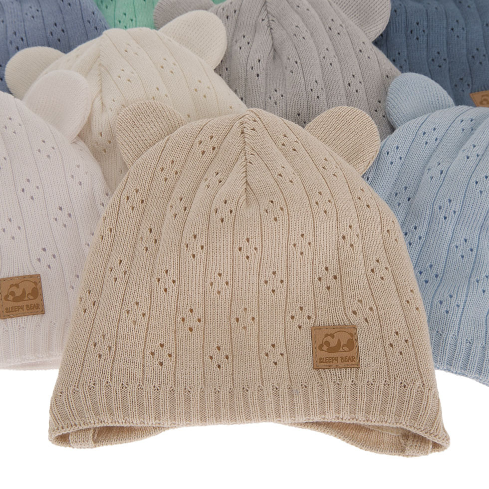 Pojke höst/vår mössa, mintgrön, med bomull, med knytband, Austin