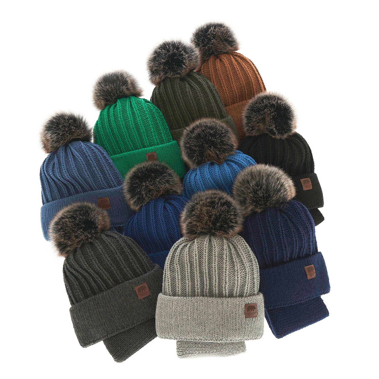 Pojke vinter set: mössa och tubhalsduk, camel, med pompom, Havier