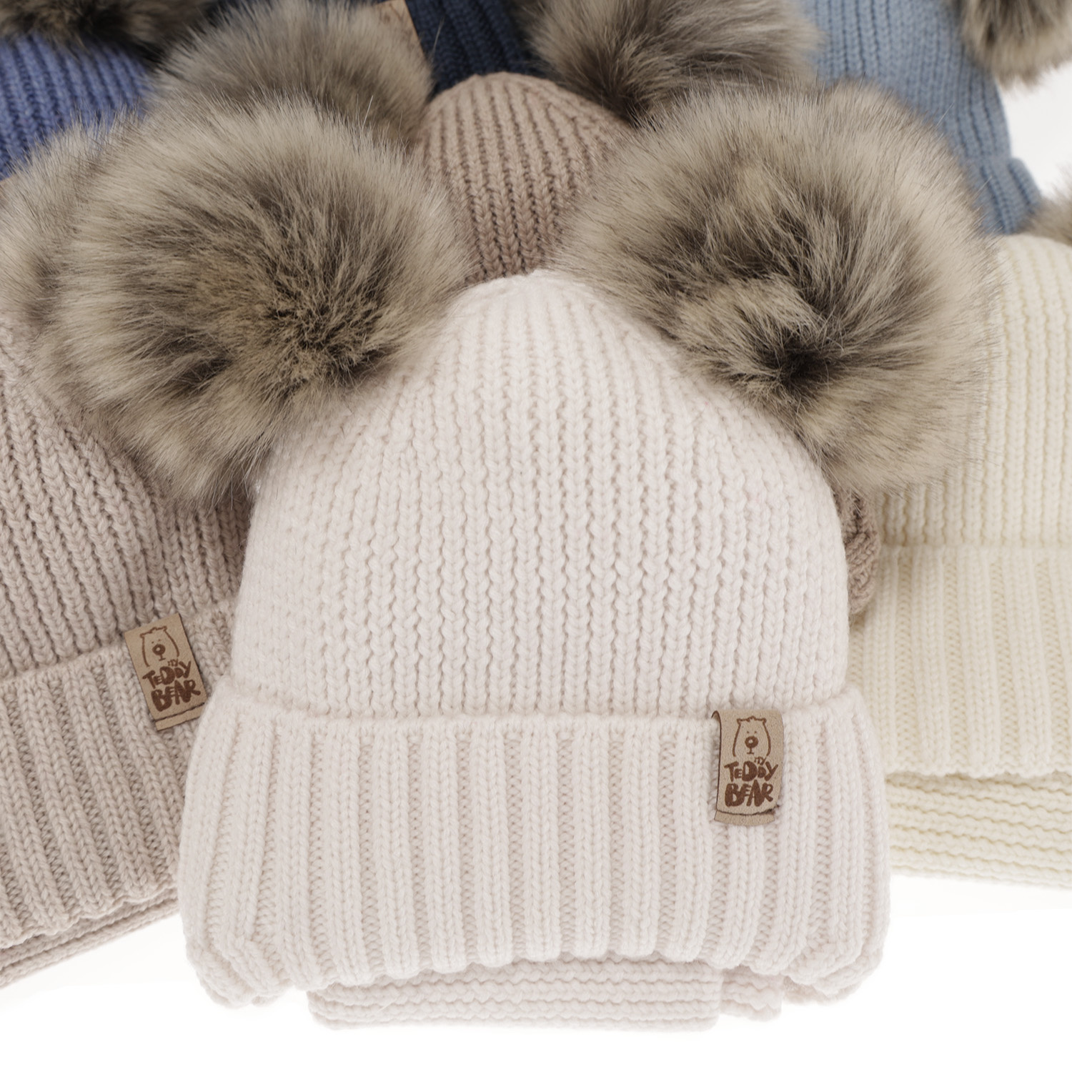 Pojke vinter set: mössa och halsduk, kremowy, med knytband, 100% Merino Ull, Konor