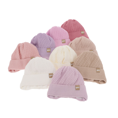 Flicka höst/vår mössa, ljusrosa, med knytband, Dafia