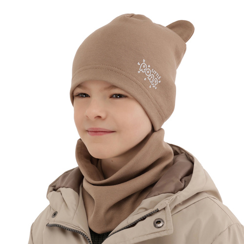 Pojke höst/vår set: mössa och halsduk, khaki, Cymes