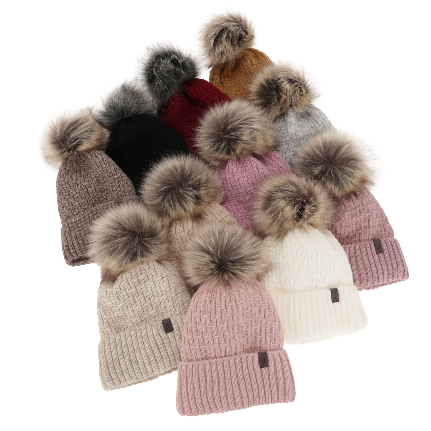Dam vintermössa, brun, med pompom, Gaba
