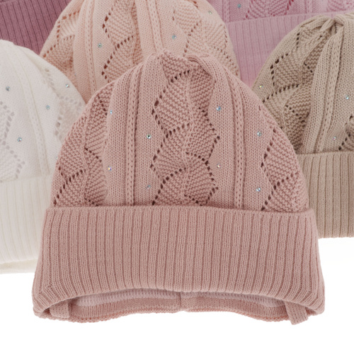 Flicka höst/vår mössa, lila, med knytband, Marinetta