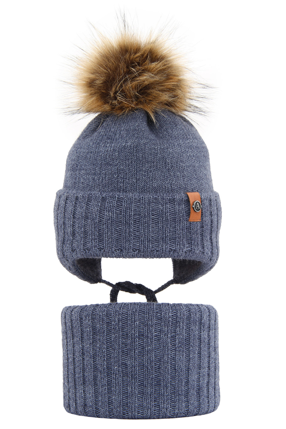 Pojke vinter set: mössa och tubhalsduk, jeans, med knytband, Dominik