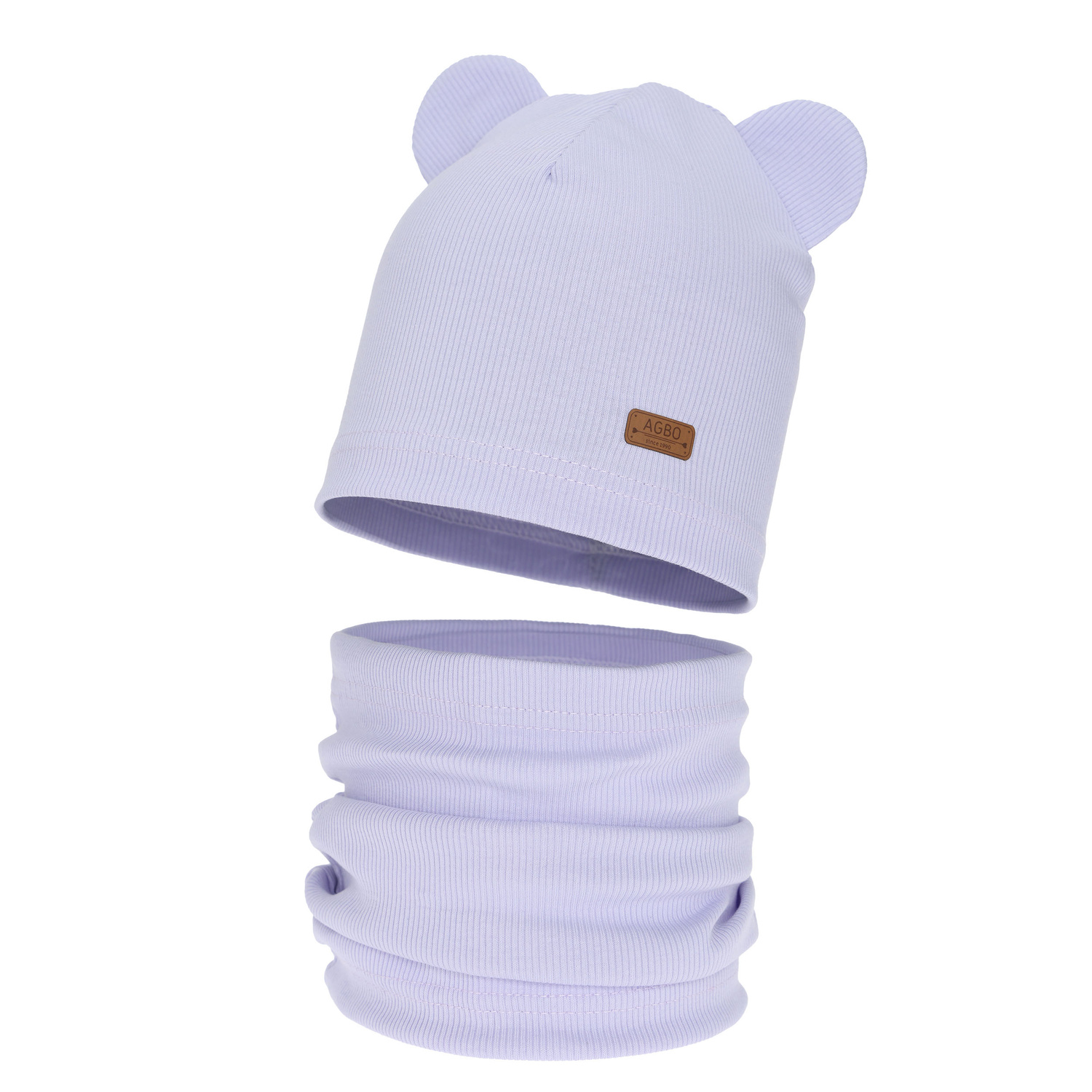 Flicka höst/vår set: mössa och tubhalsduk, av bomull, lila Georgea