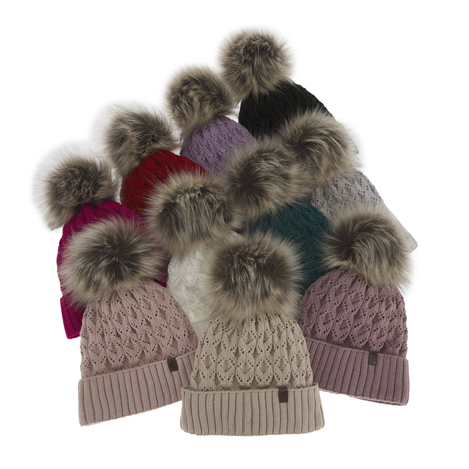 Dam vintermössa, smaragdgrön, med pompom, Katty