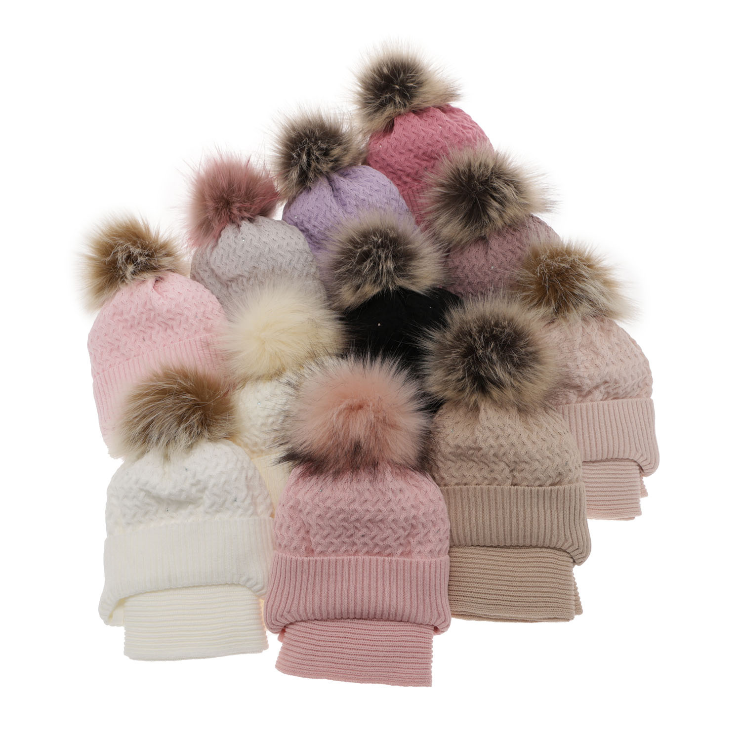 Flicka vinter set: mössa och halsduk, svart, med pompom, med knytband, Zelta