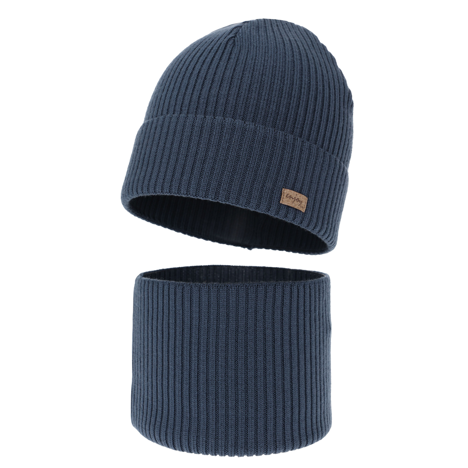 Pojke höst/vår set: mössa och tubhalsduk, blå, 100% Merino Ull, Intro