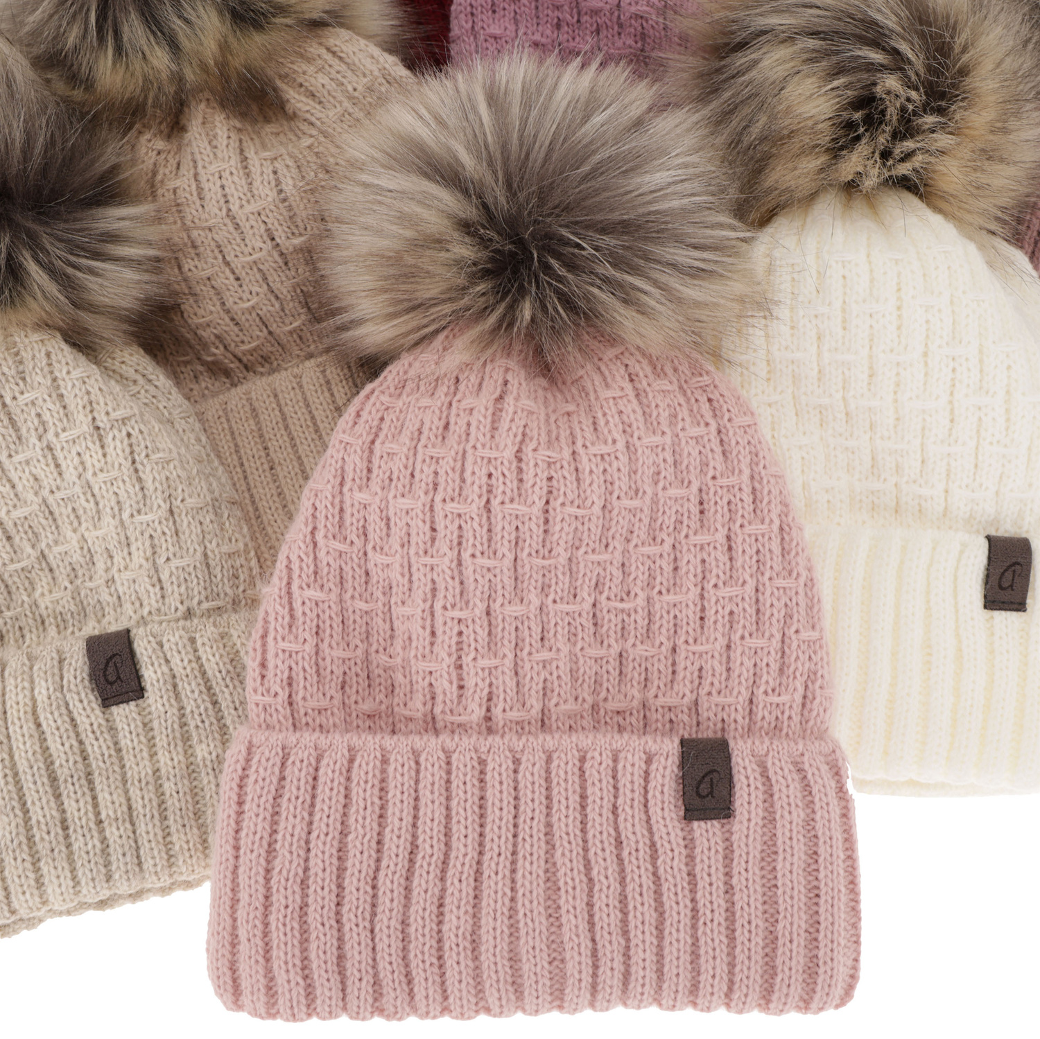 Dam vintermössa, brun, med pompom, Gaba