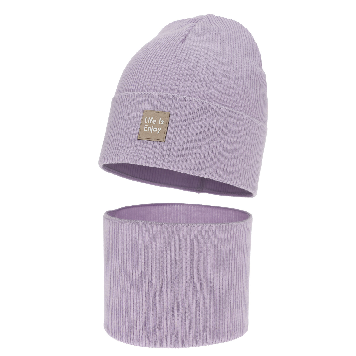 Flicka höst/vår set: mössa och tubhalsduk, lila, med bomull, Zola