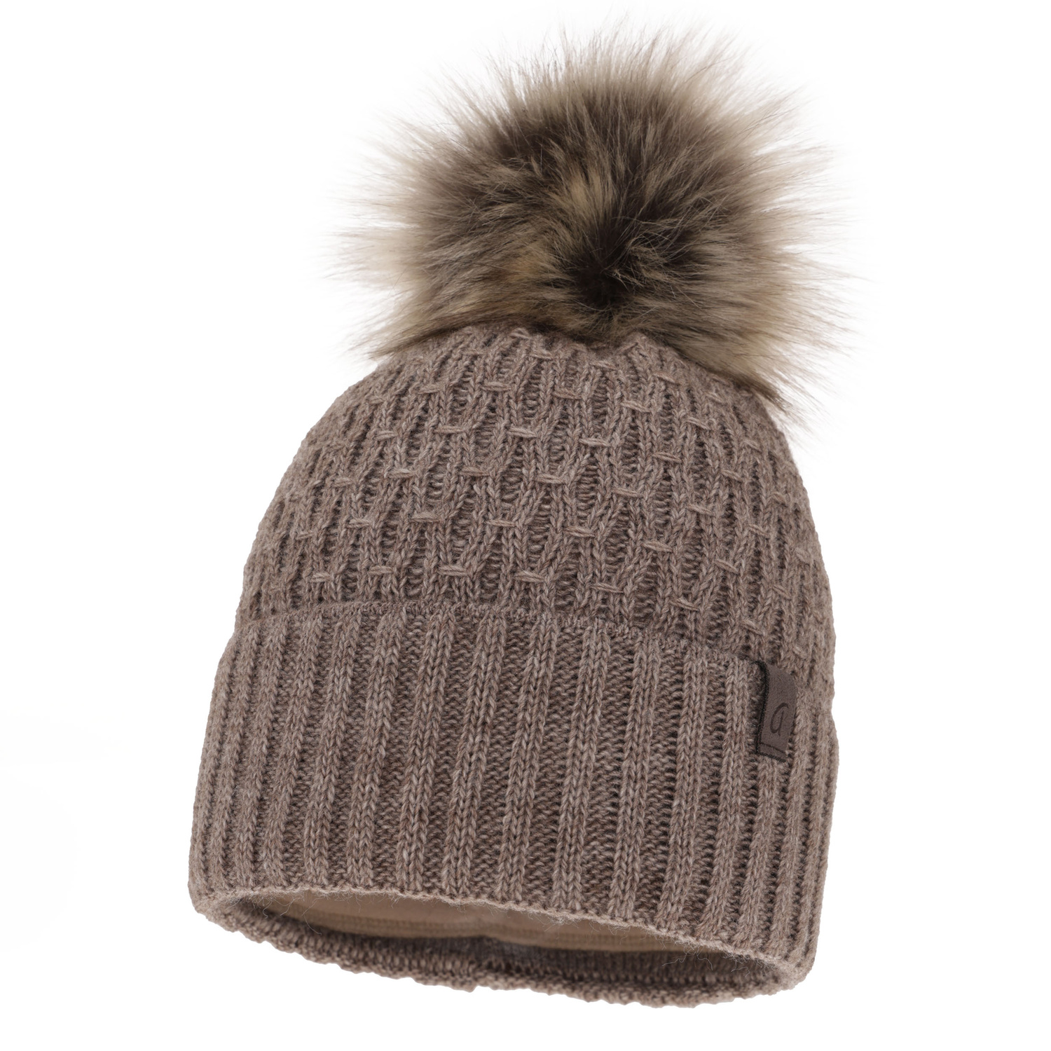 Dam vintermössa, brun, med pompom, Gaba