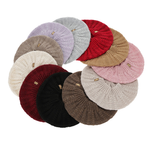 Dam vinter beret, ljusbeige, med merinull, Senja