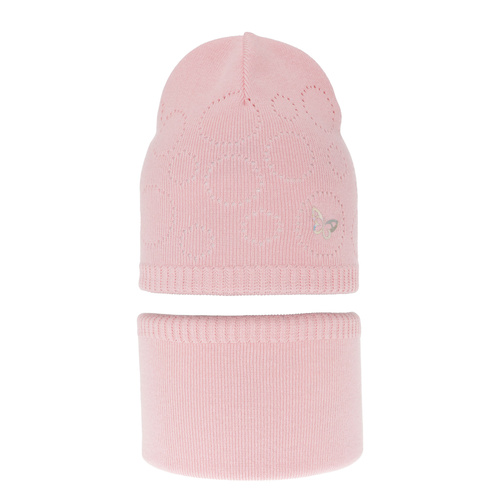 Flicka höst/vår set: mössa och tubhalsduk, rosa, med bomull, Amarilla